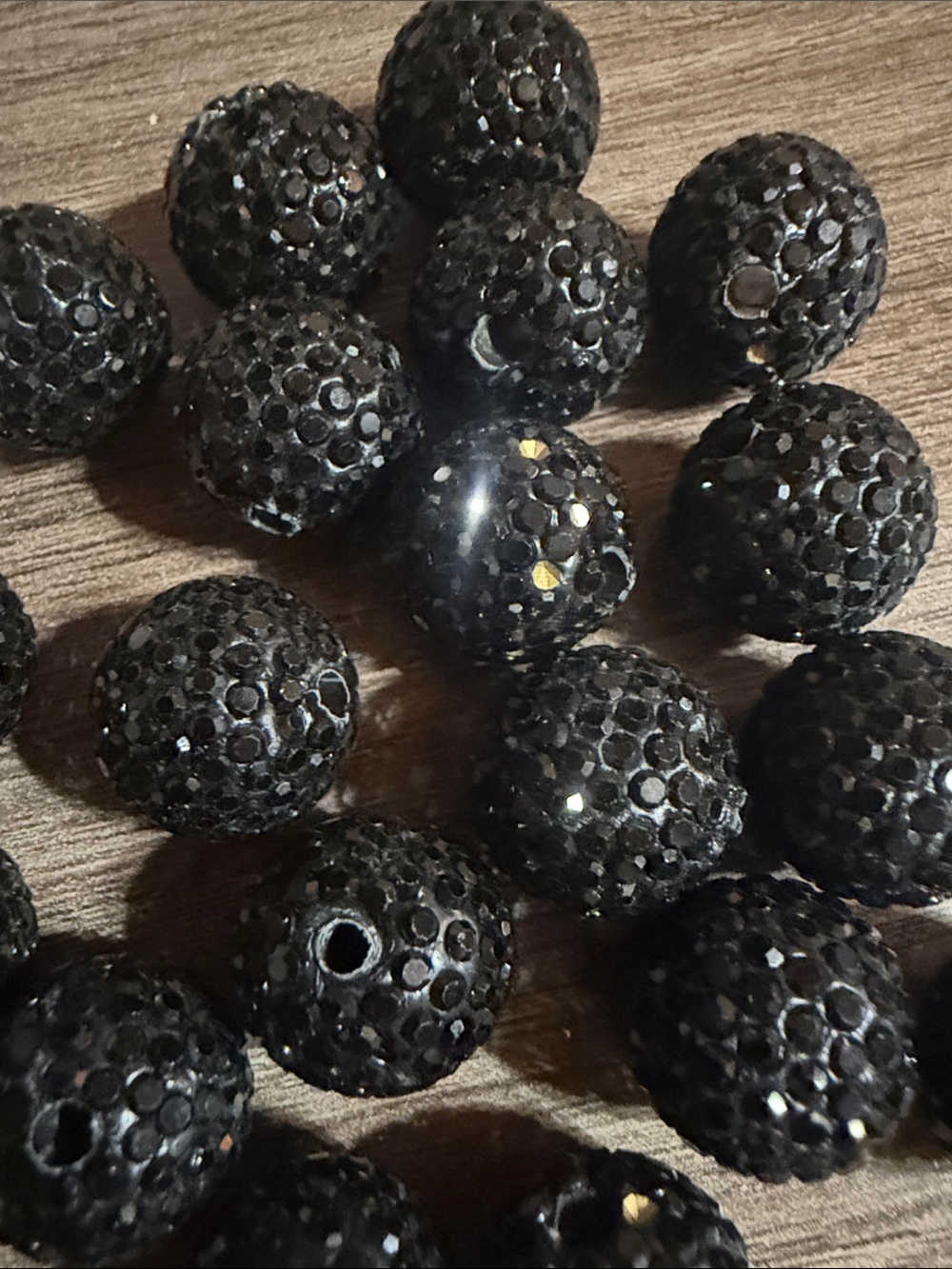 20 pc Black Sugar 16 mm Round Beads -  (Approx.)